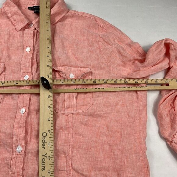 Saks Fifth Avenue Womens Linen Button Down Shirt Orange Long Sleeve Casual Large - Picture 8 of 11